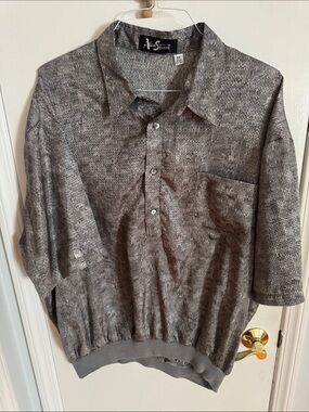 Alan Stuart Marled Grey Short-Sleeve Knit Polo